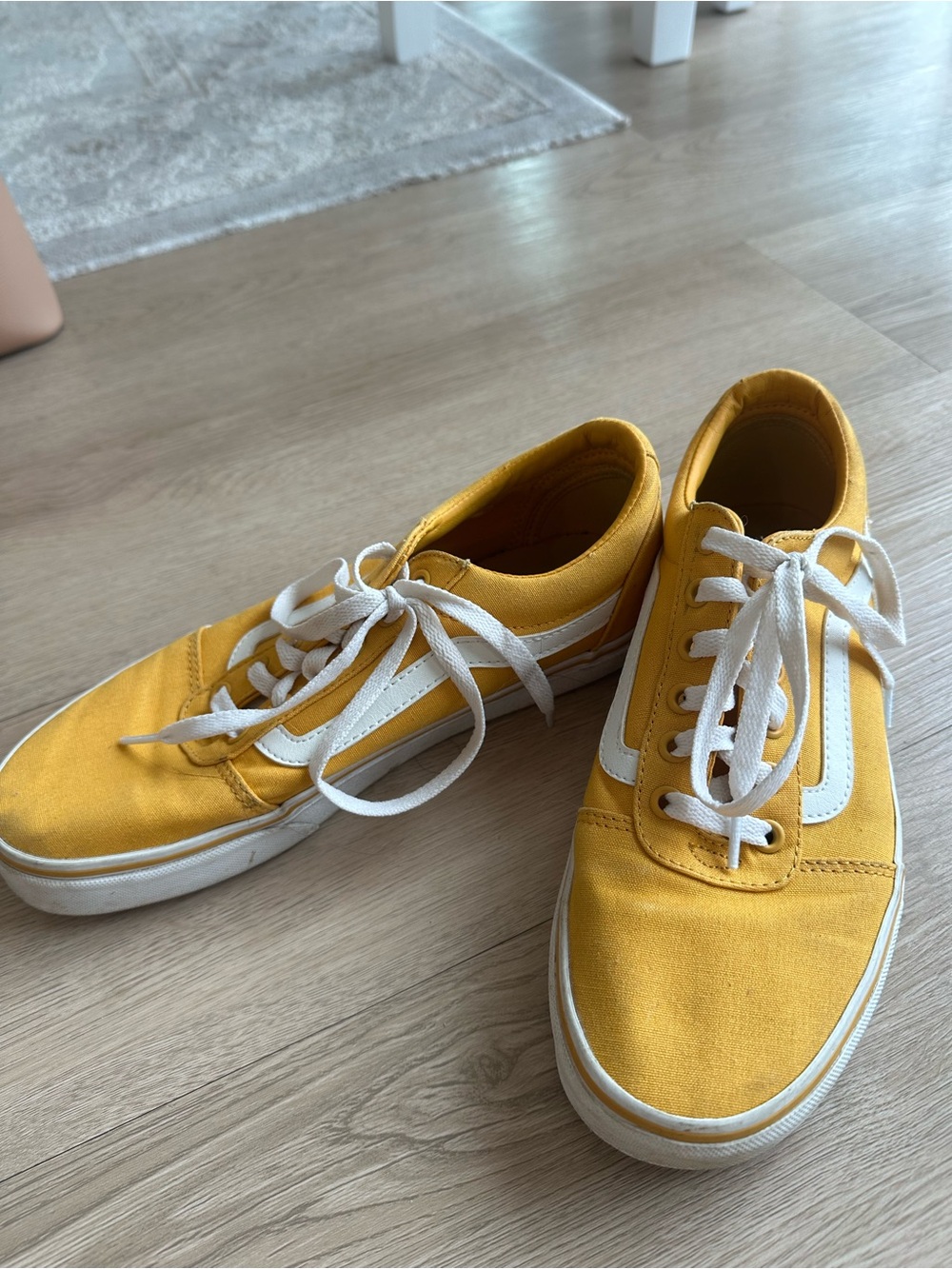Vans Low-Top Canvas Sneakers in Mustard Yellow with White Stripe - Picture 2 of 2